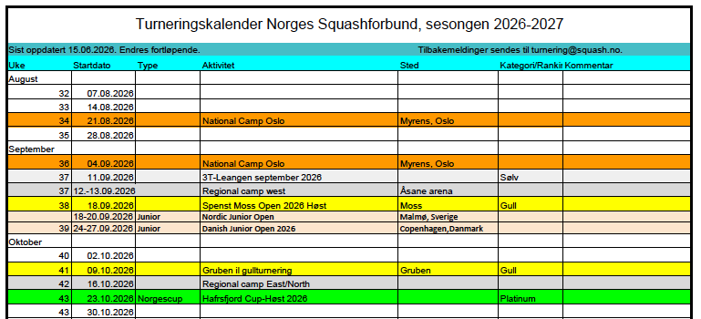 Turneringskalender 2026-27
